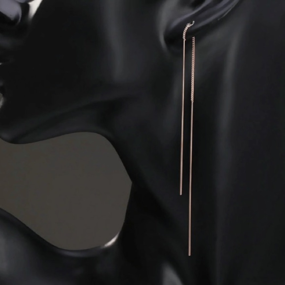 NEW!๐๐ROSE๐GOLD PLATED!๐๐DROP LINE THREADERS! - Picture 3 of 8